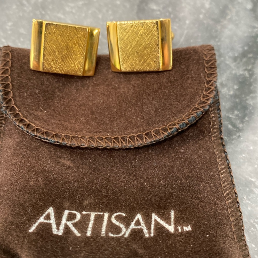 Artisan Gold Rectangular Cufflinks - image 5